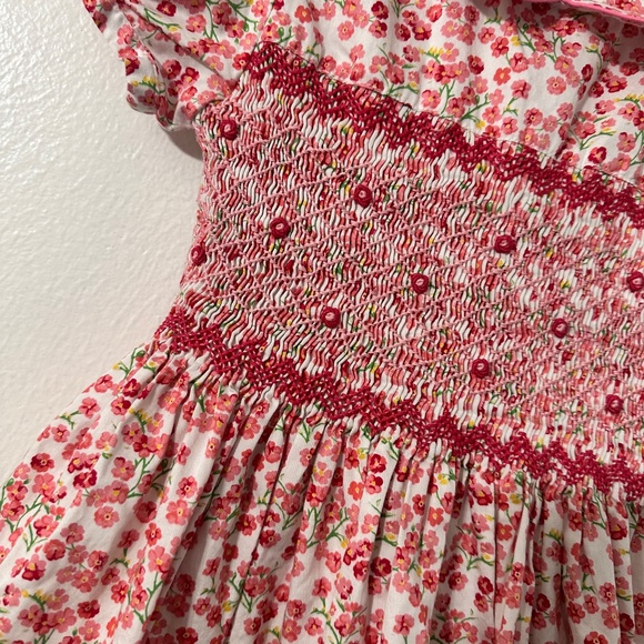 Rachel Riley Forget Me Not Smocked Dress Pink Floral Girls Party Dress Sz 5 $165 - Picture 8 of 9